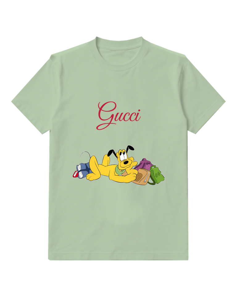 Sage Green Travel Bag Yellow Dog Graphic T-Shirt - front product view