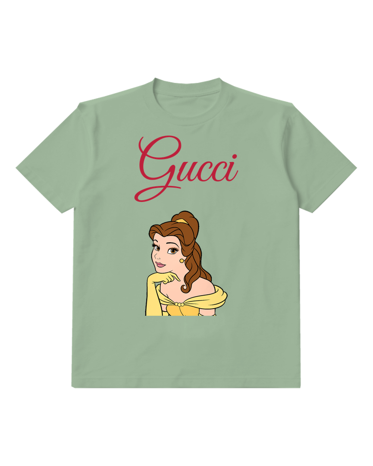 Sage Green Belle In Yellow Gown Hand On Chin Graphic T-Shirt - front product view