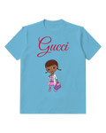 Dusty Blue Little Doctor Carrying Pink Bag Graphic T-Shirt - front product view