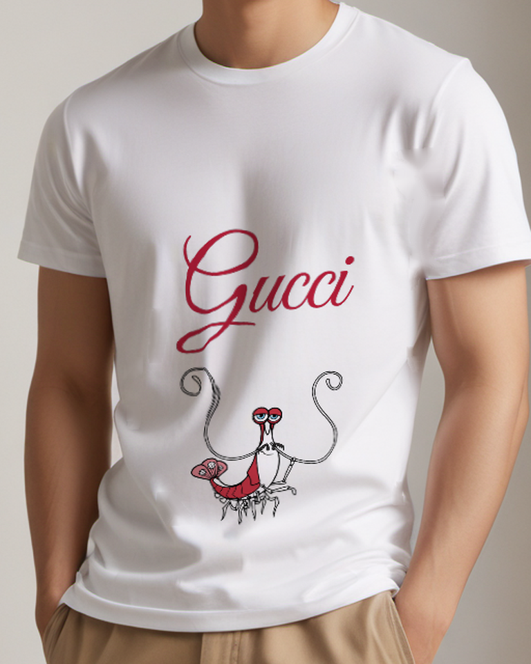 Light Gray Red Shrimp With Long Antennae Graphic T-Shirt - model wearing view