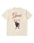 Ivory Purple Caped Figure Swinging Rope Graphic T-Shirt - front product view