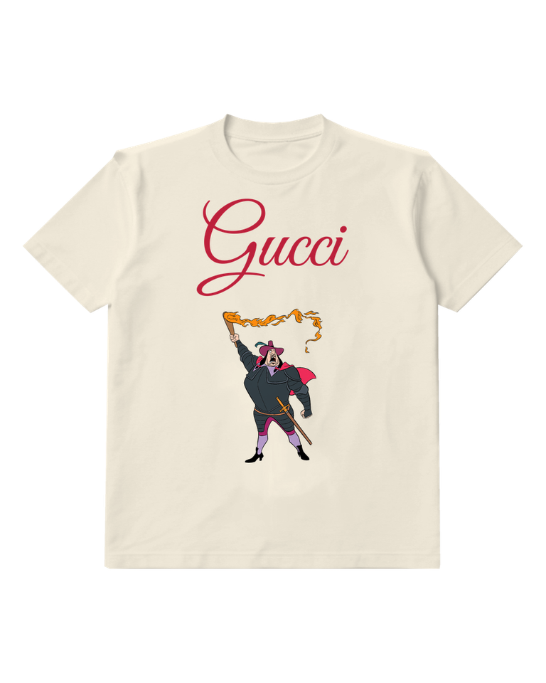 Ivory Purple Caped Figure Swinging Rope Graphic T-Shirt - front product view