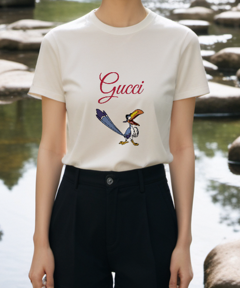 Ivory Long Tail Hornbill Graphic T-Shirt - styled view 3