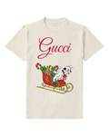 Light Gray Dalmatian Puppy In Red Sleigh Graphic T-Shirt - front product view