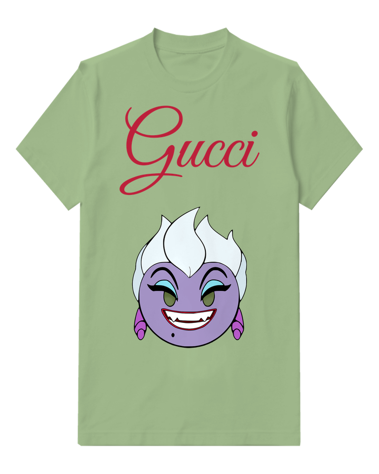 Sage Green Grinning Sea Witch Face Graphic T-Shirt - front product view
