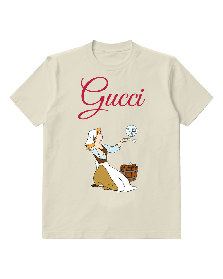 Ivory Cinderella Kneels Bubbles Float Above Graphic T-Shirt - front product view