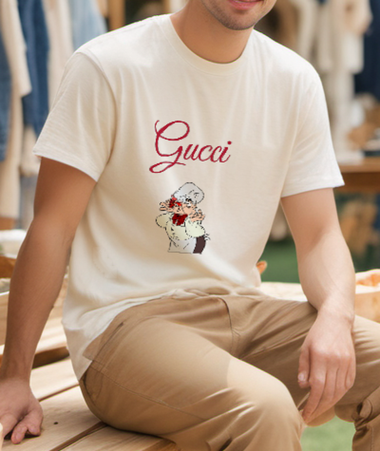 Ivory White Hat Chef Portrait Graphic T-Shirt - styled view 2