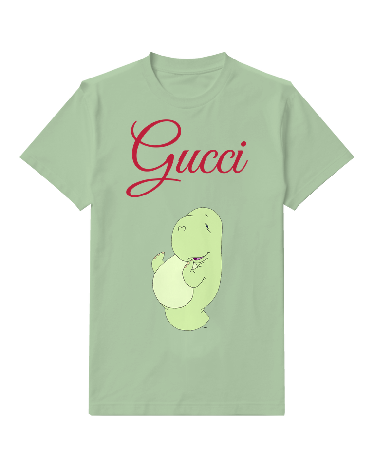 Sage Green Green Dinosaur Smiling Holding Hands Graphic T-Shirt - front product view