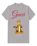 Gray Seated Stripe Tiger Graphic T-Shirt - front product view