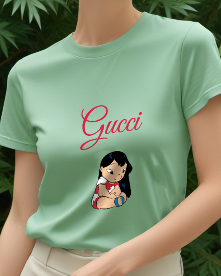 Sage Green Island Girl Folded Arms Portrait Graphic T-Shirt - model wearing view