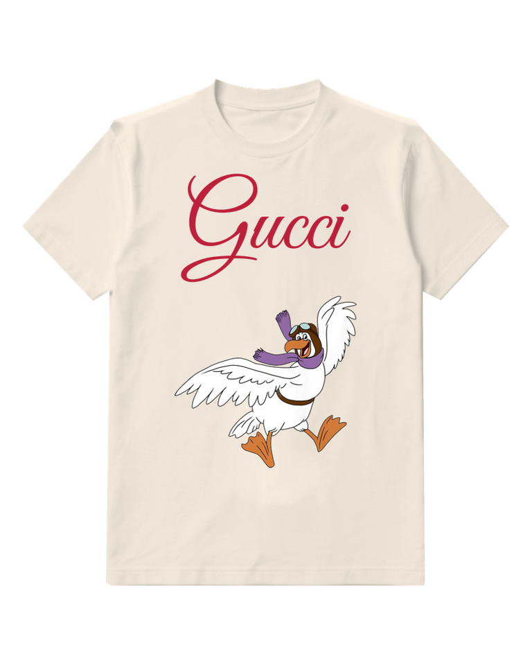 Ivory White Bird In Flight With Scarf Graphic T-Shirt - front product view