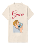 Ivory Man Views Woman On Handheld Device Graphic T-Shirt - front product view