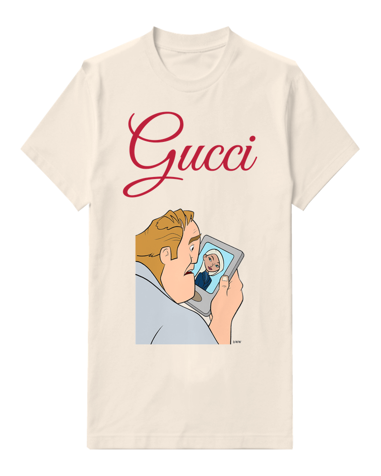Ivory Man Views Woman On Handheld Device Graphic T-Shirt - front product view