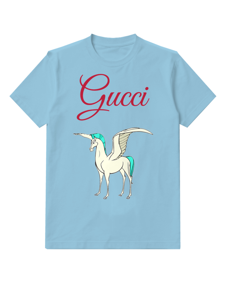 Sky Blue Flying Unicorn With Wings Graphic T-Shirt - front product view