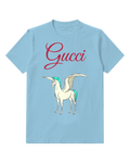 Sky Blue Flying Unicorn With Wings Graphic T-Shirt - front product view