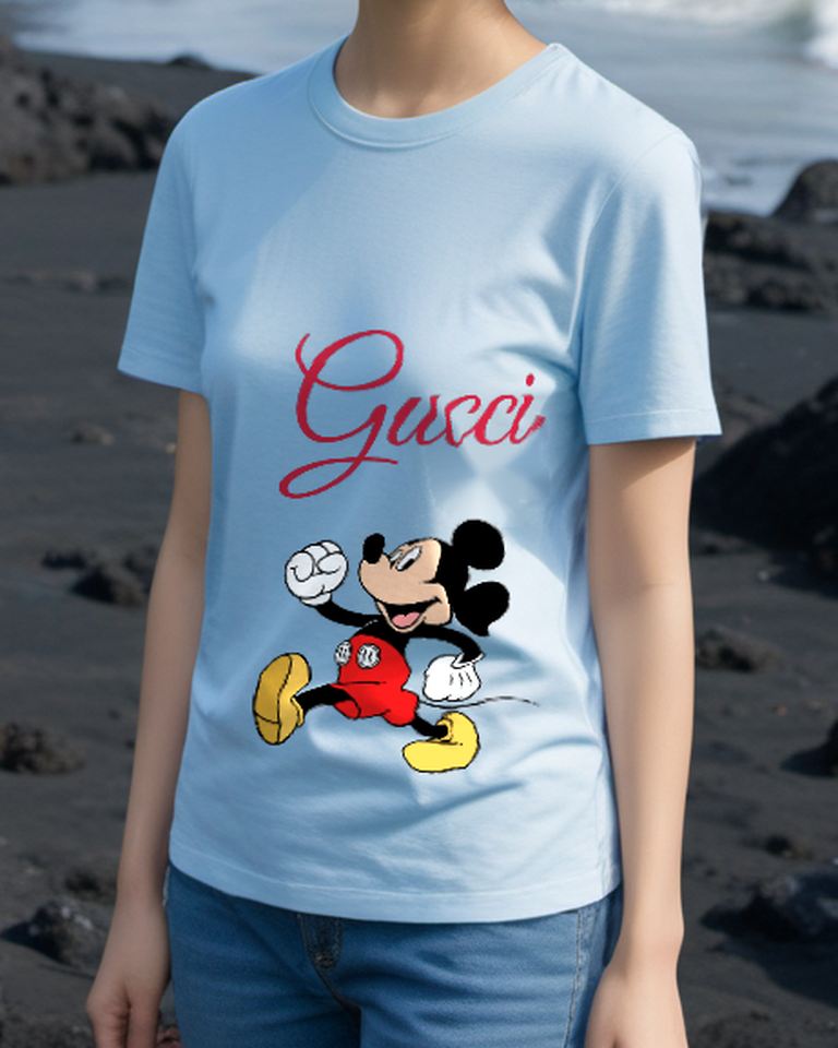 Sky Blue Marching Fist Mouse Graphic T-Shirt - styled view 1