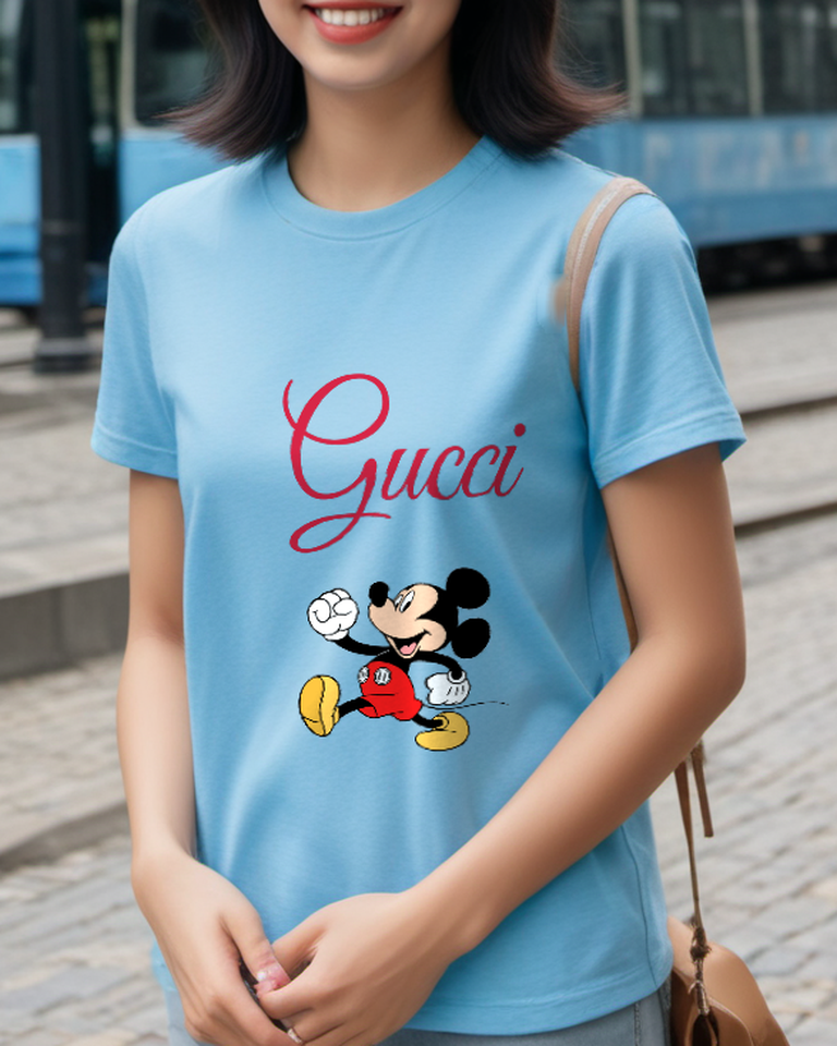 Sky Blue Marching Fist Mouse Graphic T-Shirt - styled view 5