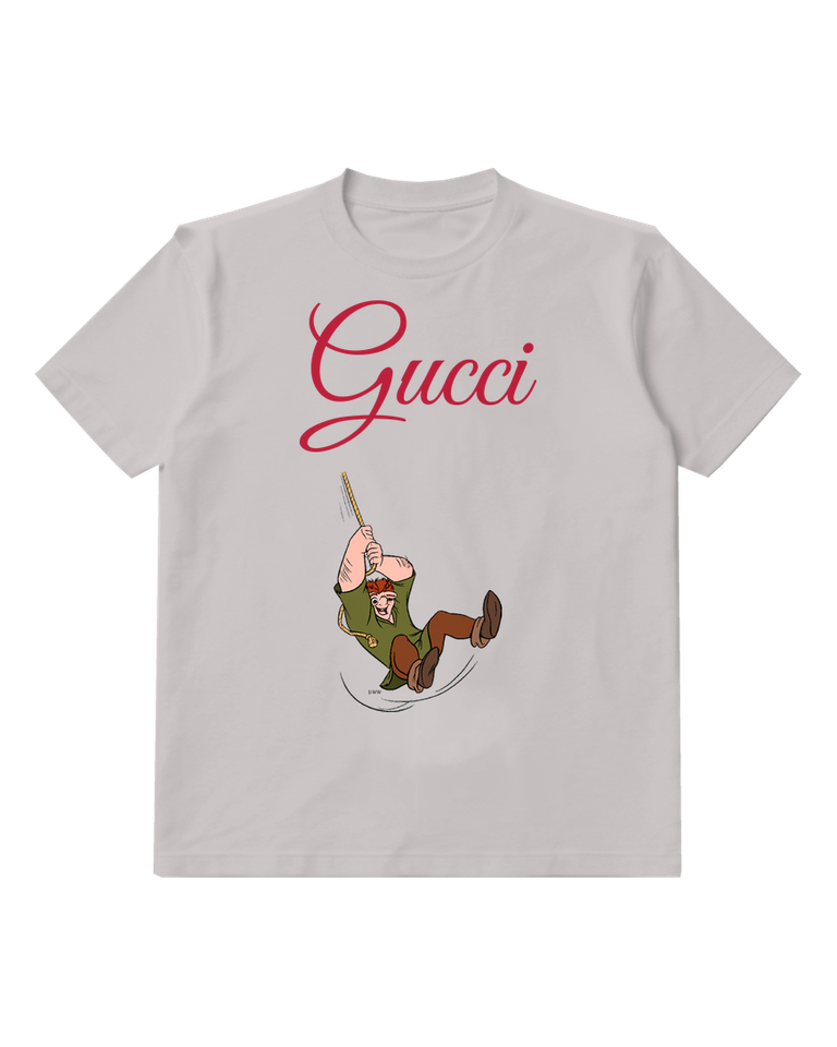 Light Gray Quasimodo Swinging On Rope Crew Neck Graphic T-Shirt - front product view
