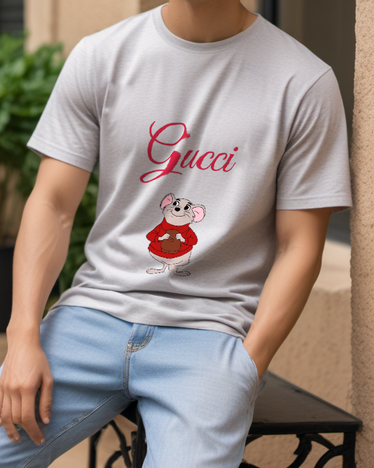 Light Gray Red Sweater Mouse Graphic T-Shirt - styled view 2