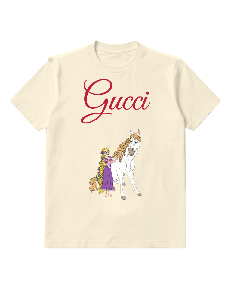 Ivory Princess Beside Tall White Horse Graphic T-Shirt - front product view
