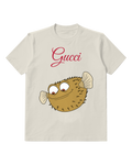 Light Gray Round Golden Puffer Fish Graphic T-Shirt - front product view