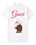 White Old Man In Brown Coat Graphic T-Shirt - front product view