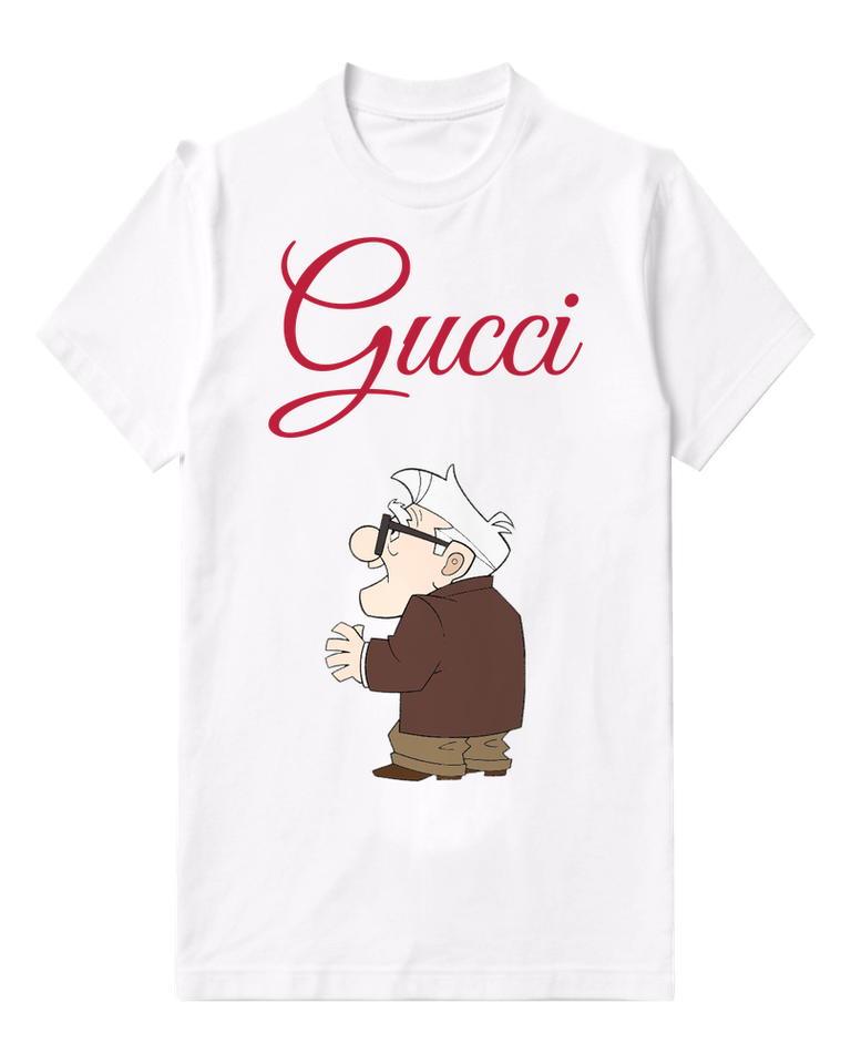 White Old Man In Brown Coat Graphic T-Shirt - front product view