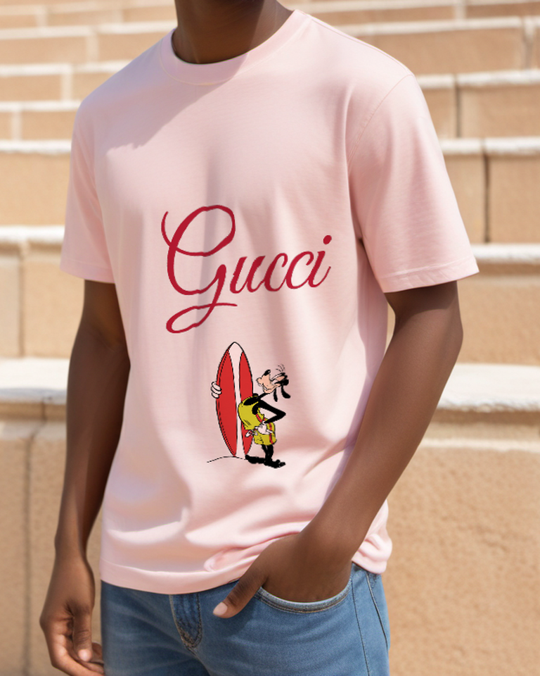 Blush Pink Surfboard Long Eared Dog Graphic T-Shirt - styled view 5
