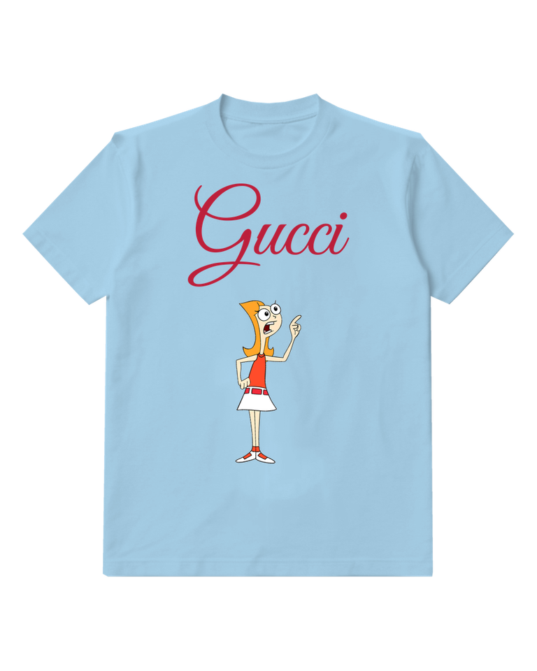 Sky Blue Candace Pointing Finger Upward Graphic T-Shirt - front product view