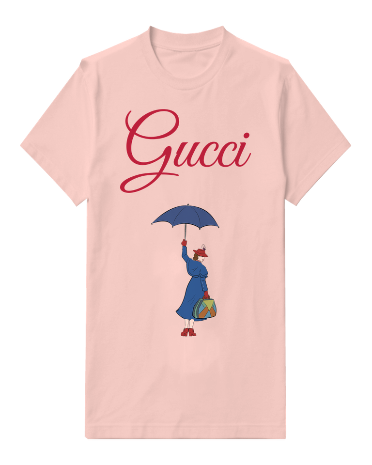 Blush Pink Umbrella Nanny Floating Graphic T-Shirt - front product view