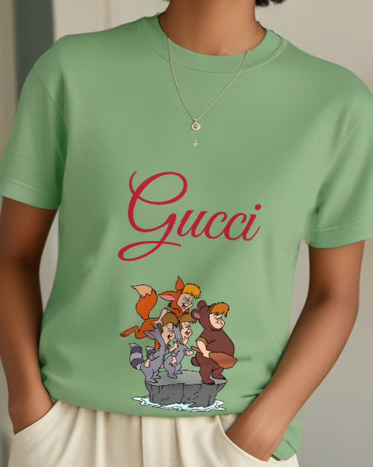 Sage Green Costumed Children In Gray Boat Graphic T-Shirt - model wearing view