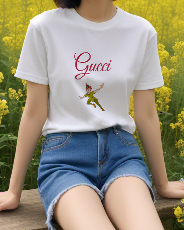 Light Gray Peter Pan Leaping Mid Air Graphic T-Shirt - model wearing view