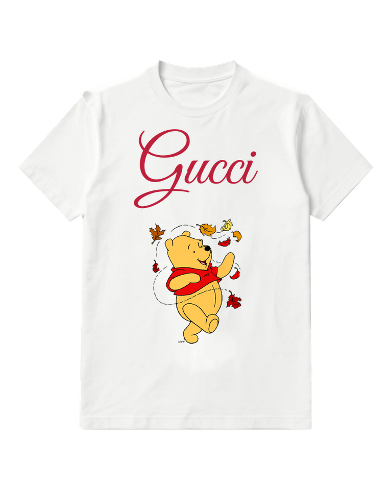 White Autumn Leaves Bear Graphic T-Shirt - front product view
