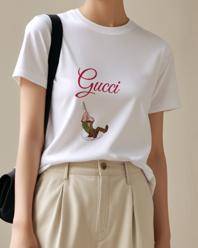 Light Gray Quasimodo Swinging On Rope Crew Neck Graphic T-Shirt - model wearing view