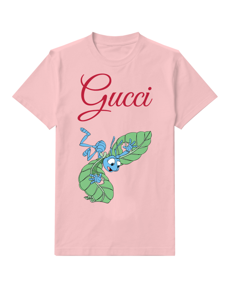 Blush Pink Blue Ant Falling On Leaves Graphic T-Shirt - front product view
