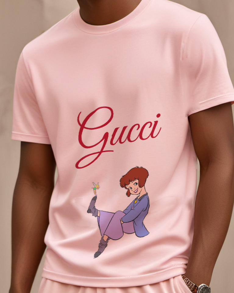 Blush Pink Tinker Bell Sitting Cross Legged Holding Fairy Graphic T-Shirt - model wearing view