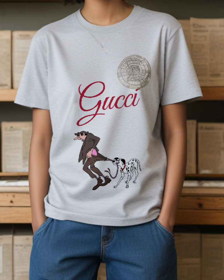 Light Gray Dalmatian Coat Pull Graphic T-Shirt - styled view 5