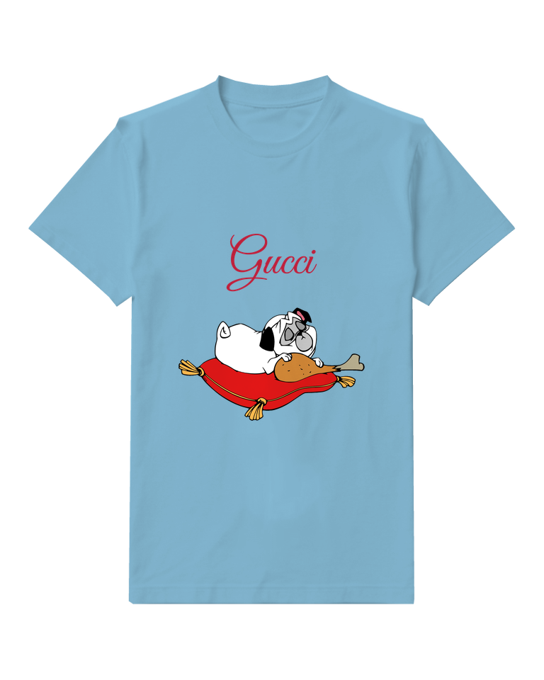 Dusty Blue Dog Red Sweater Run Graphic T-Shirt - front product view