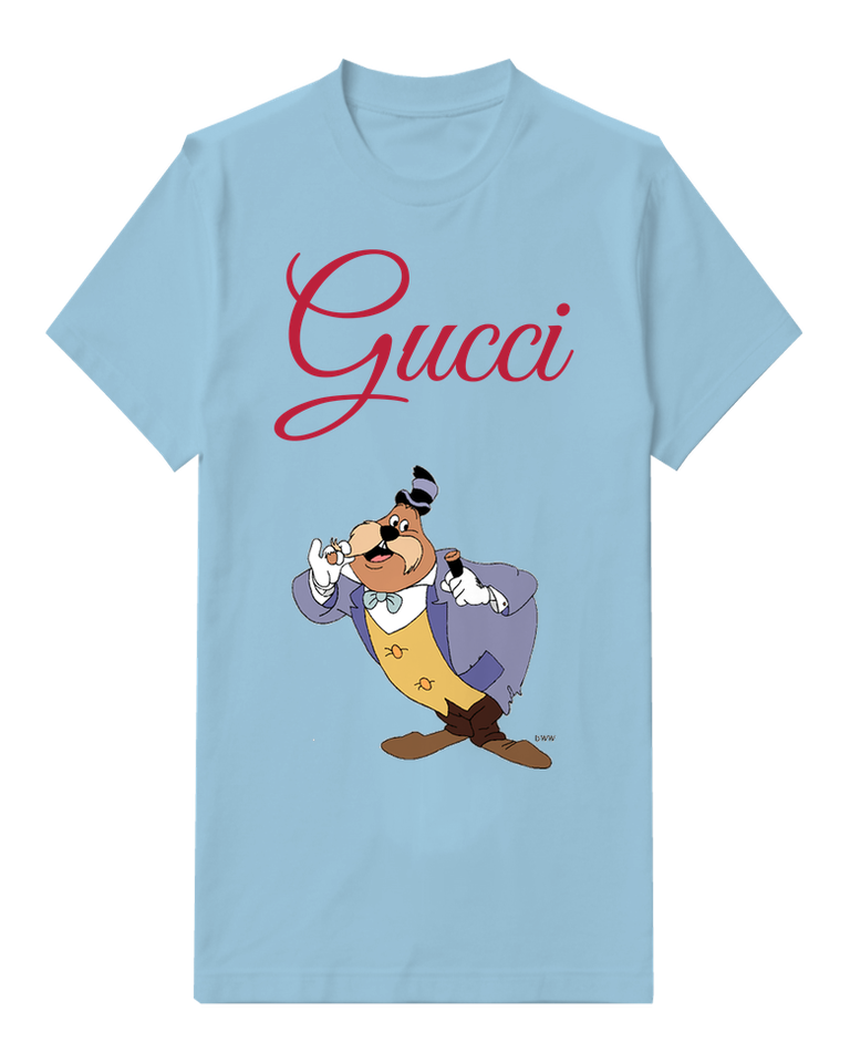 Sky Blue Walrus In Formal Attire Holding Cigar Graphic T-Shirt - front product view