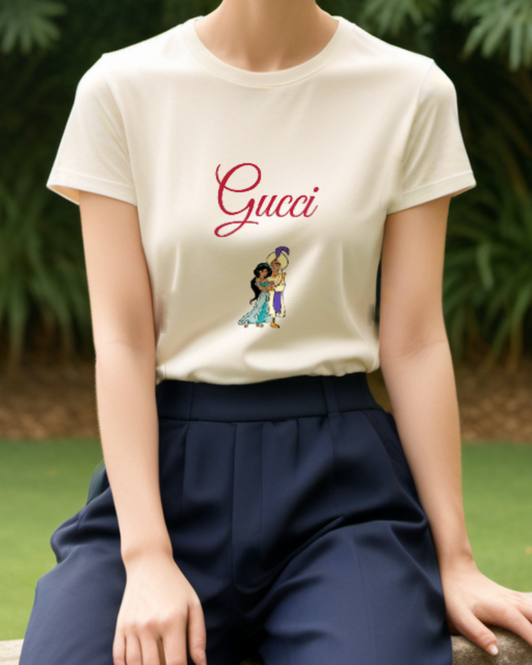Ivory Royal Couple In Turquoise Graphic T-Shirt - model wearing view