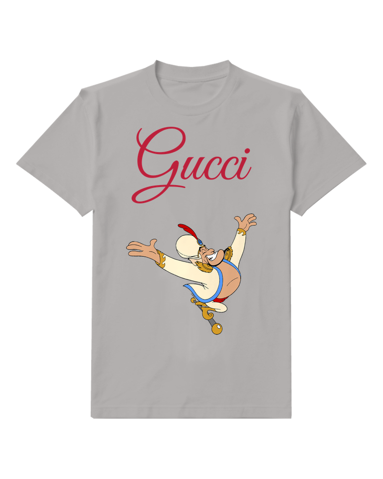 Gray Genie Leaping Joyfully In Air Graphic T-Shirt - front product view