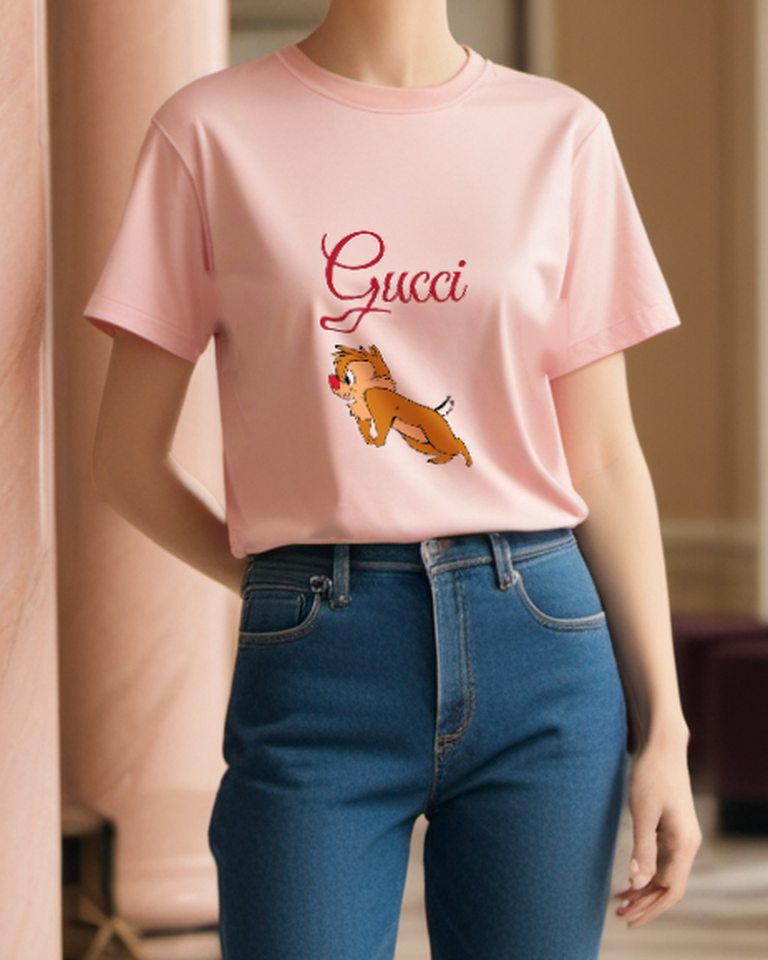 Blush Pink Red Nose Chipmunk Graphic T-Shirt - styled view 4