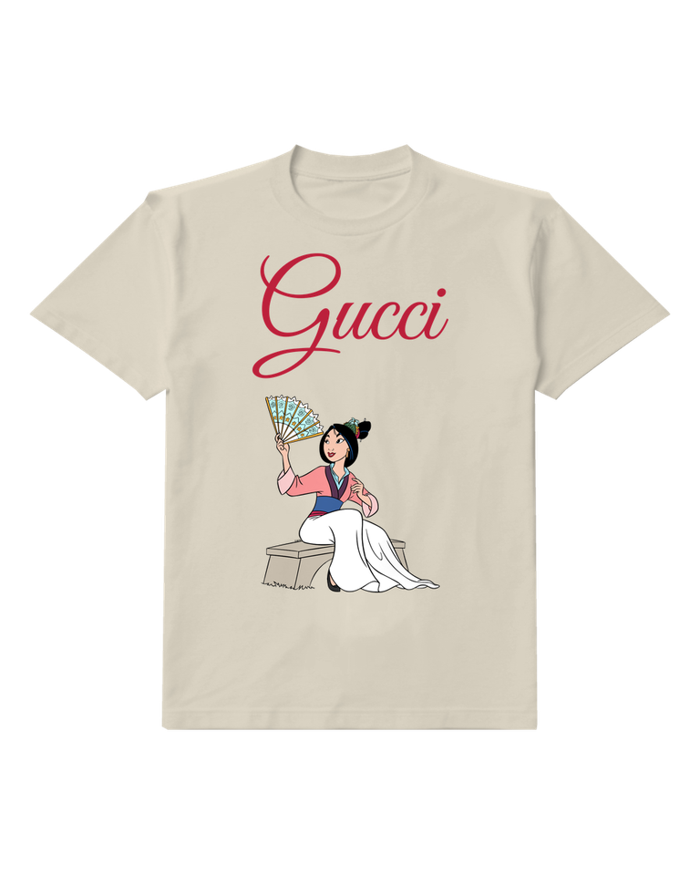 Ivory Mulan Seated Fan Held High Graphic T-Shirt - front product view
