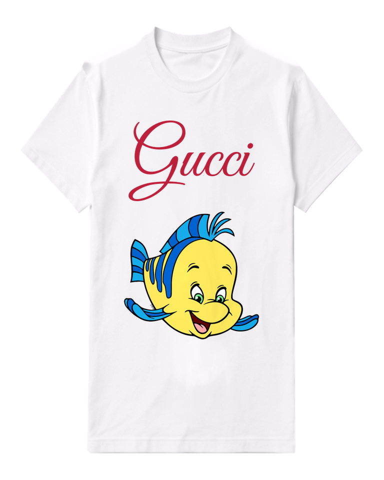 White Smiling Yellow Fish Graphic T-Shirt - front product view