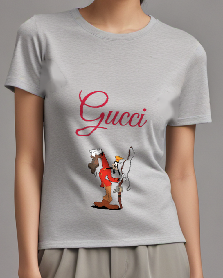 Light Gray Goofy Fishing With Rod And Boot Graphic T-Shirt - model wearing view