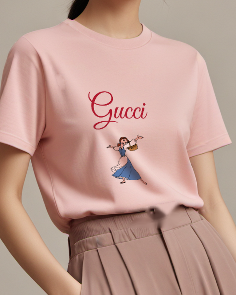 Blush Pink Belle Dancing With Basket Graphic T-Shirt - model wearing view