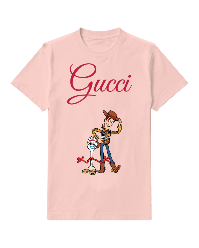 Blush Pink Cowboy Toy With Fork Companion Graphic T-Shirt - front product view