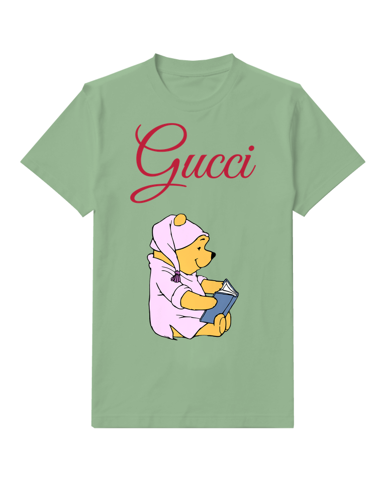 Sage Green Raincoat Reading Bear Graphic T-Shirt - front product view