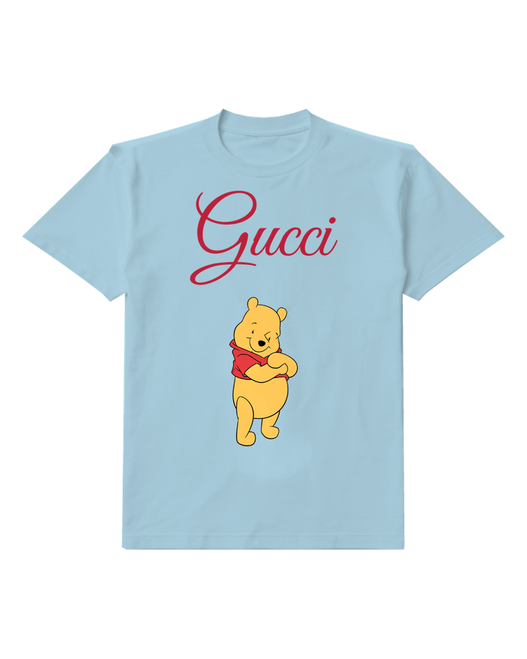 Sky Blue Yellow Bear Hands Together Graphic T-Shirt - front product view