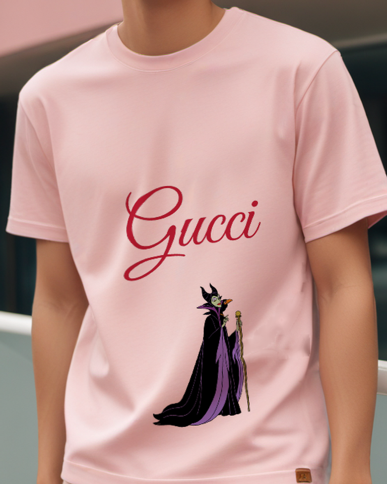 Blush Pink Maleficent Holding Staff Standing Tall Graphic T-Shirt - model wearing view